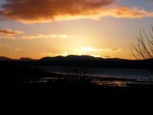 Sunset over the mountains on the Isle of Mull